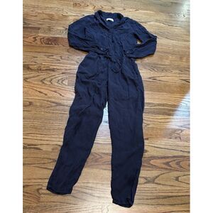 Carly Jean Los Angeles Navy Blue Drawstring Waist Jumpsuit Womens Size ‎ Small